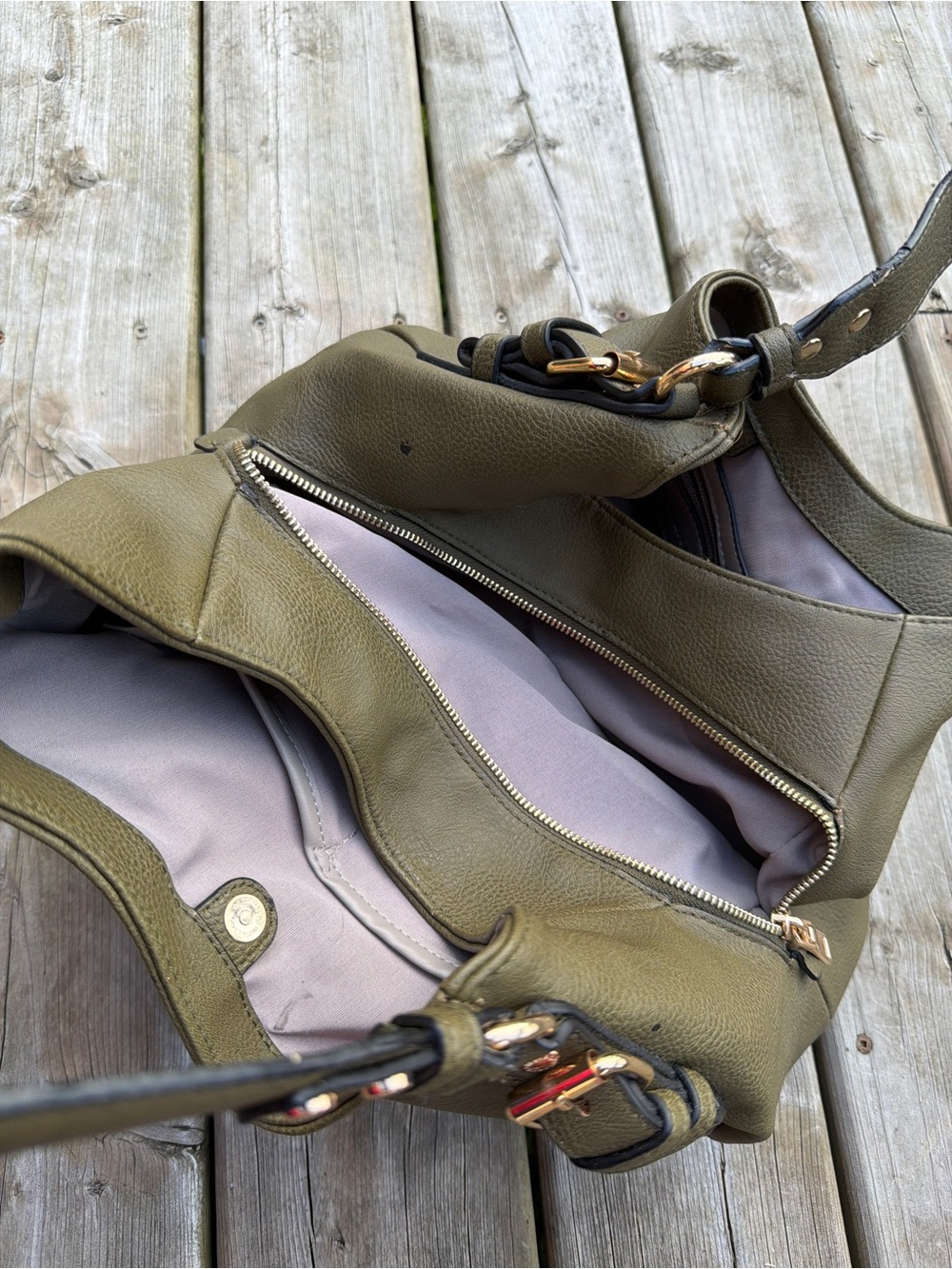 Poppy & Peonies Olive Green Hobo Shoulder Bag - Picture 6 of 16